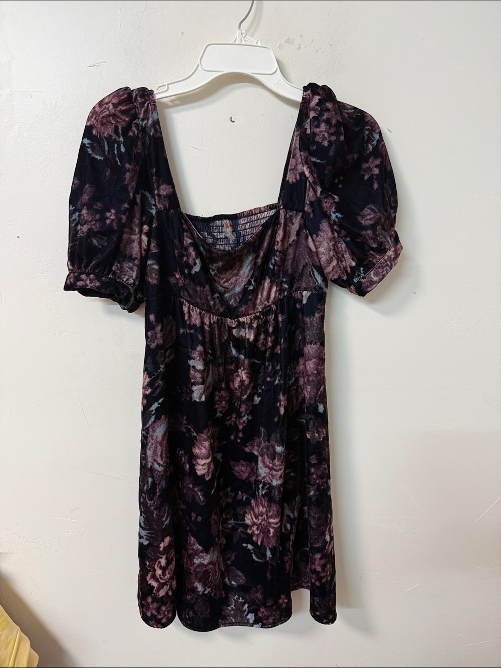 Urban Outfitters Black & Plum Floral Velvet Mini Dress